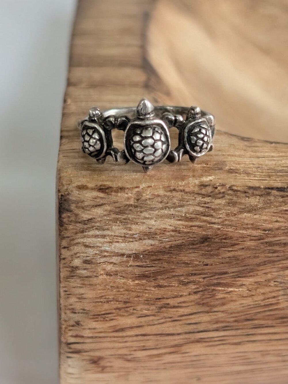 Vintage Sterling Silver 3 Turtle Ring Size 7
